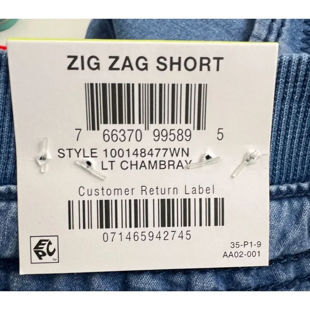 Style & Co Chambray Blue Zip Zag Cargo Pocket Shorts size 18W Mid Rise - Picture 5 of 11